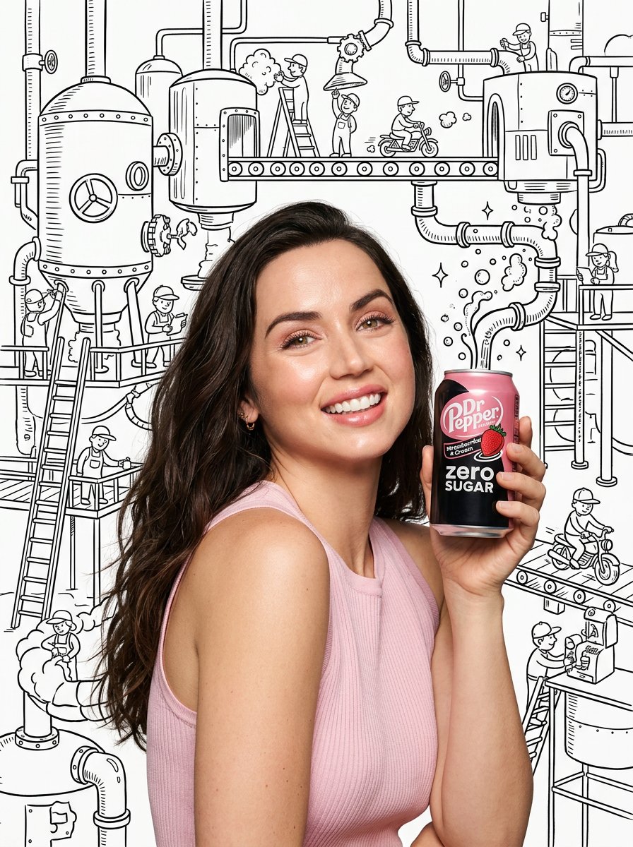 安娜·德·阿玛斯（Ana de Armas）每一口喝下 Dr Pepper 草莓奶油零糖（Strawberries & Cream Zero …, 图片 1