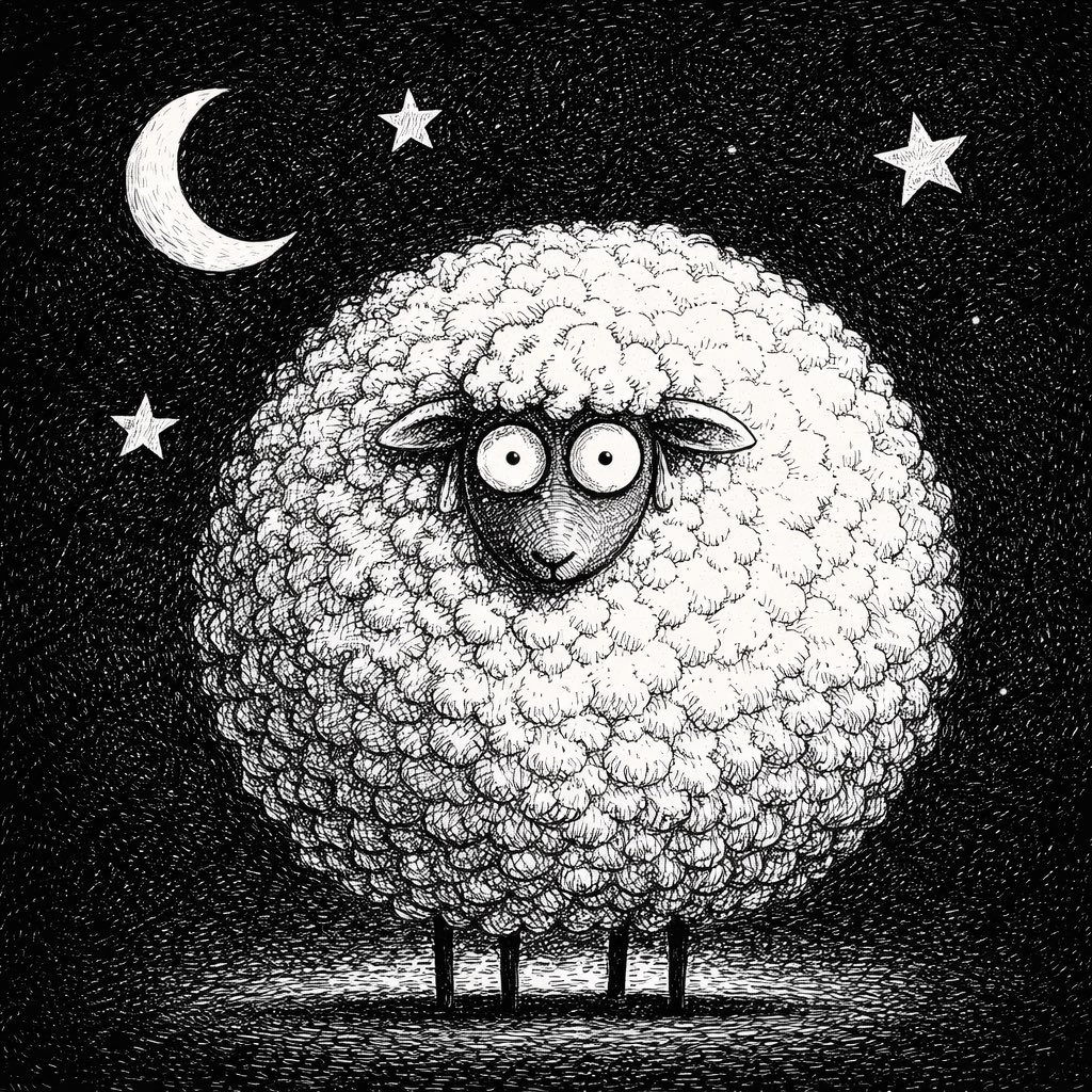 一幅充满奇思妙想、高对比度的黑白钢笔插画，主体为[MAIN SUBJECT, e.g., a fluffy owl / a clunky re…, 图片 2