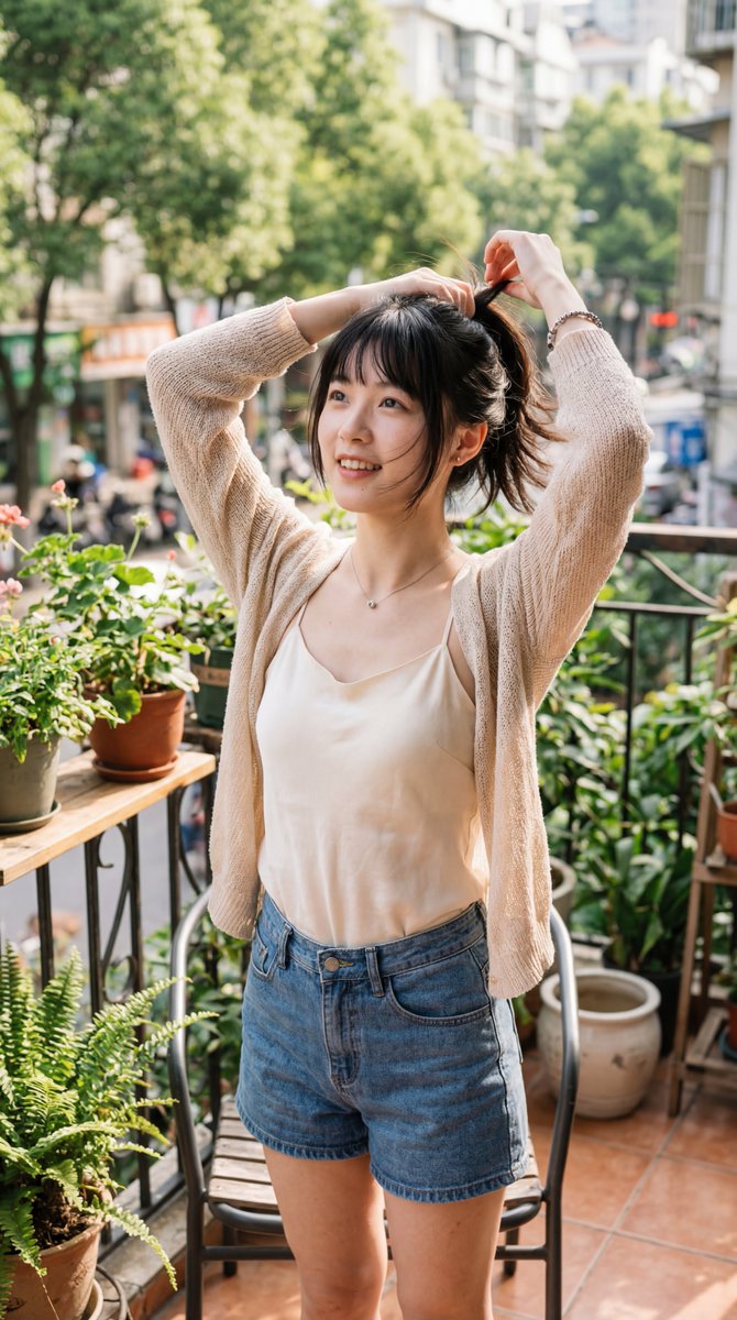 【Character】: 19岁的中国JK少女,空灵甜美的面容,公主切发丝飘动,白皙肌肤呈现半透明质感。, 图片 1