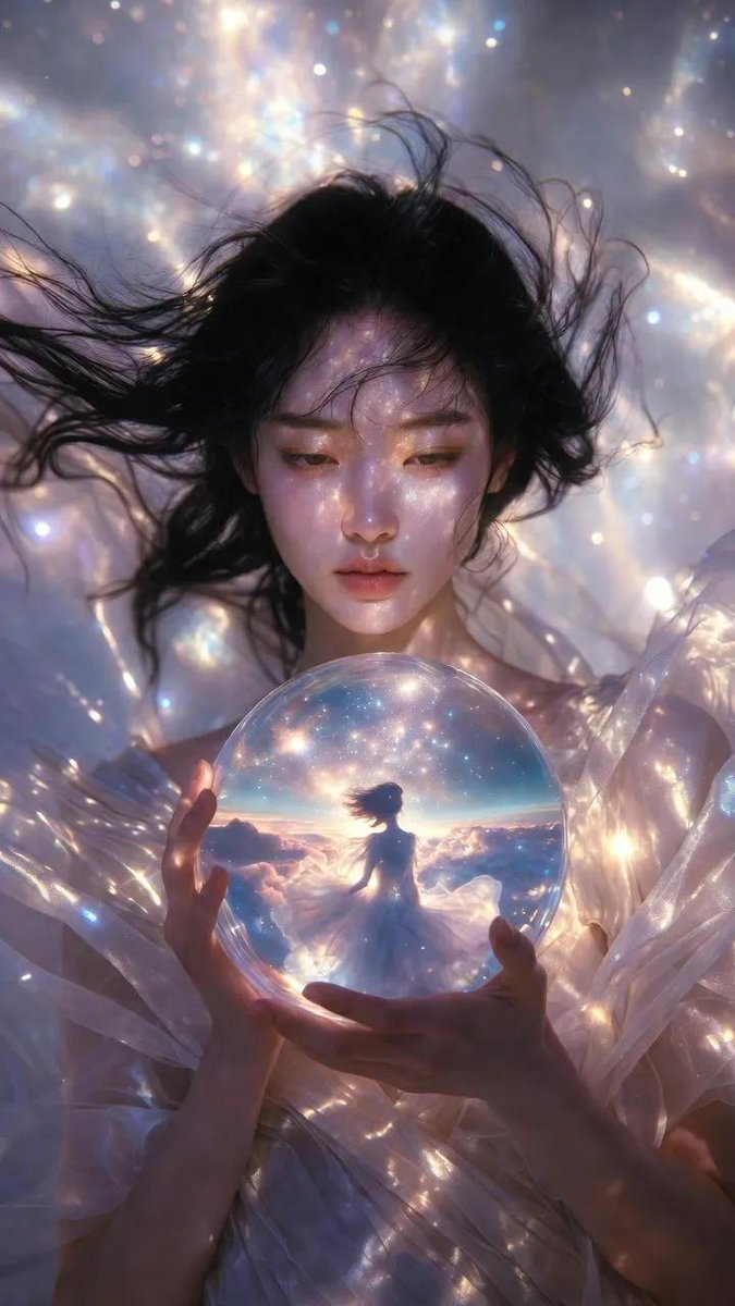 一部电影感的竖版时尚编辑大片人像(9:16),画面中是一位美丽的女性,长长的飘逸黑色长发,柔和波浪状,仿佛悬浮在轻柔的微风中般轻盈飘动。, 图片 4