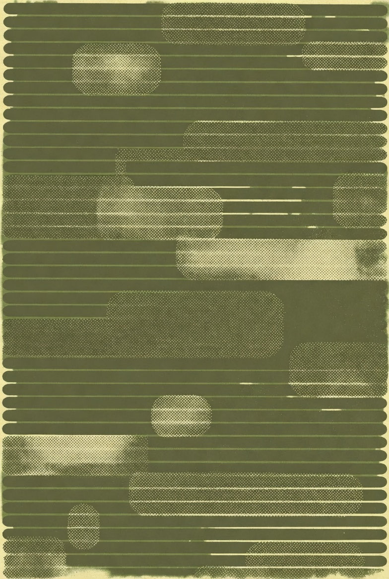 单色橄榄绿背景,复古半调线纹图案,粗细不一的平行线条,1970年代平面设计风格,微妙墨水晕染效果,极简主义复古质感,高品质 #ai #背景 #…, 图片 3