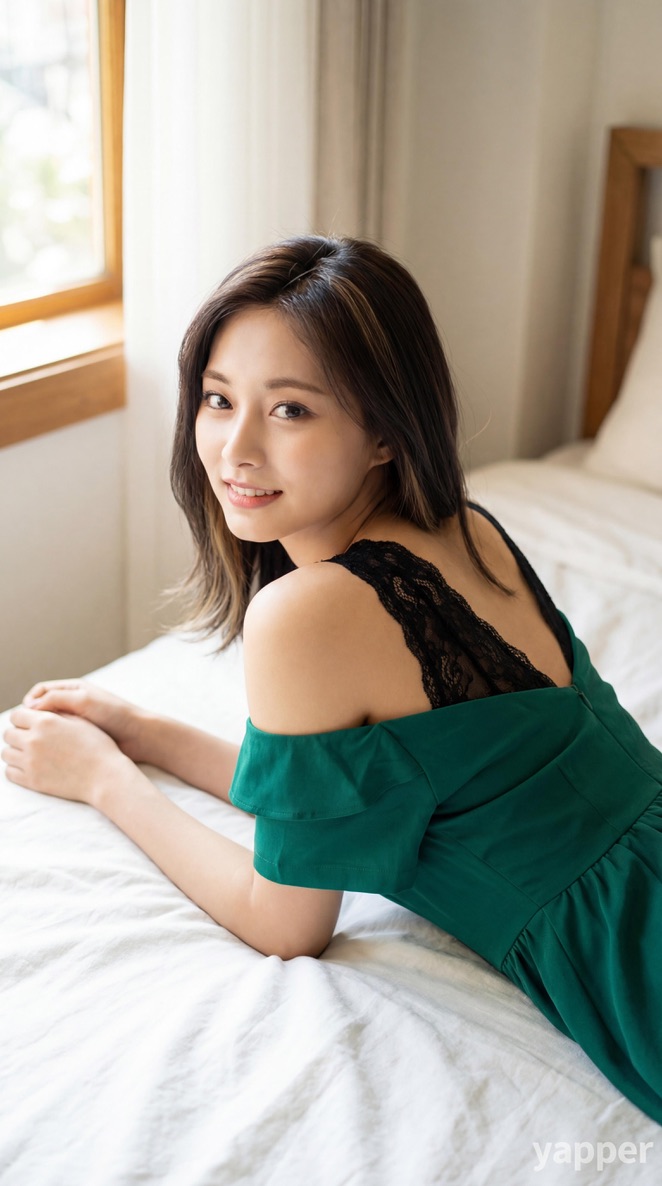 明亮灯光和绿色连衣裙, 图片 1