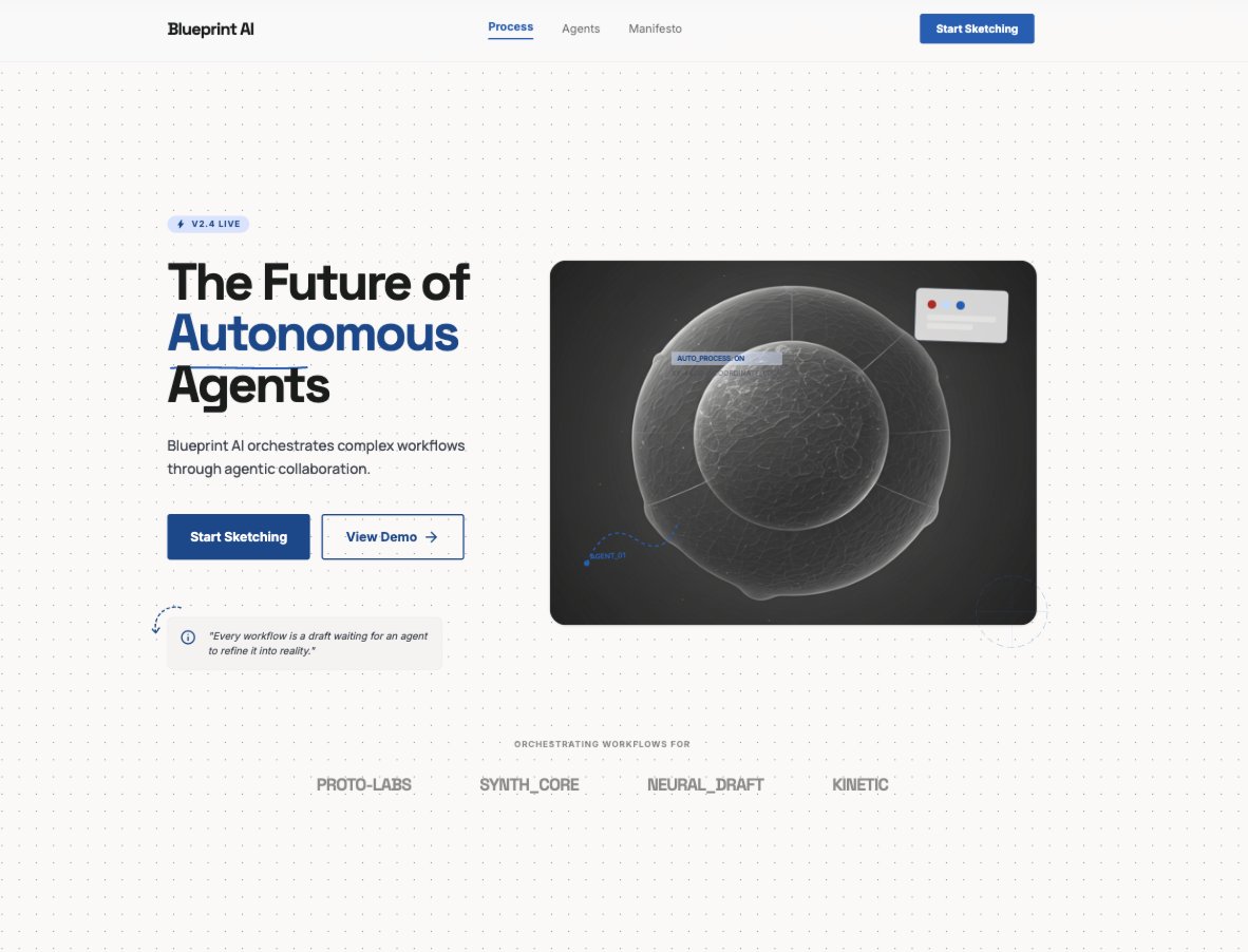 "Minimal futuristic website hero with left-aligned bold headline and short subt…