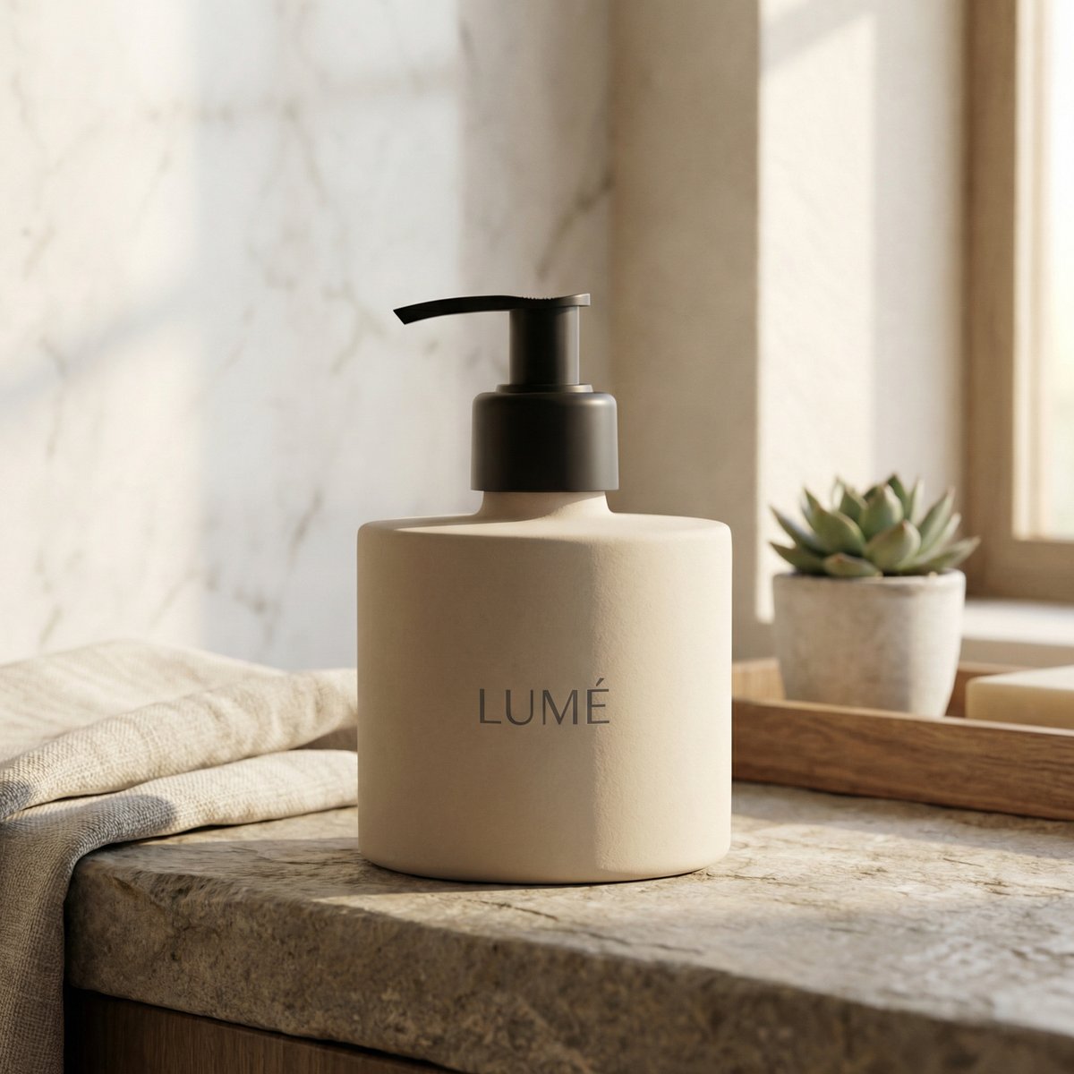 添加"LUMÉ"极简品牌标识,并在真实场景中生成一张主视觉图。https://t.co/9ETAYbAYTY, 图片 2