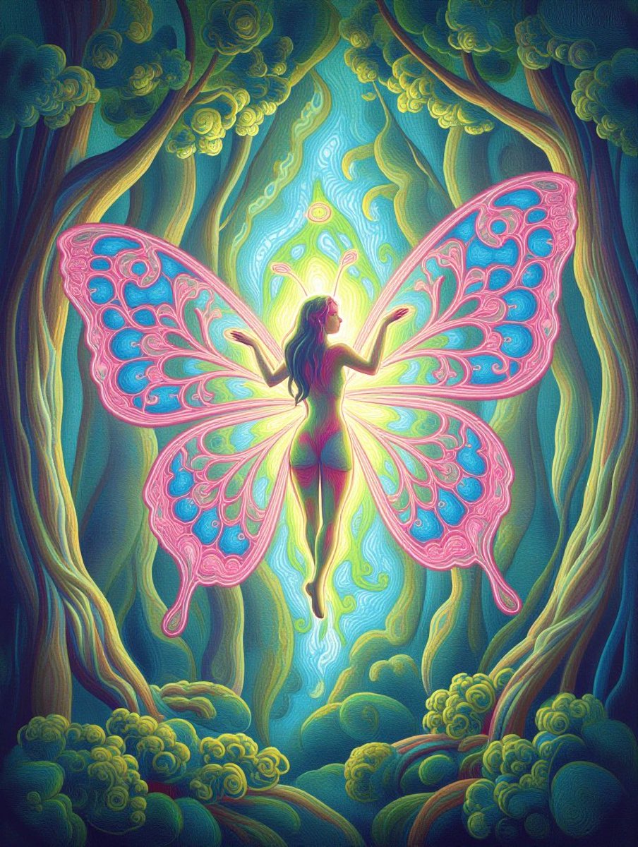 butterfly elf with fractal euler geometry woven into wings and branches…, 图片 1