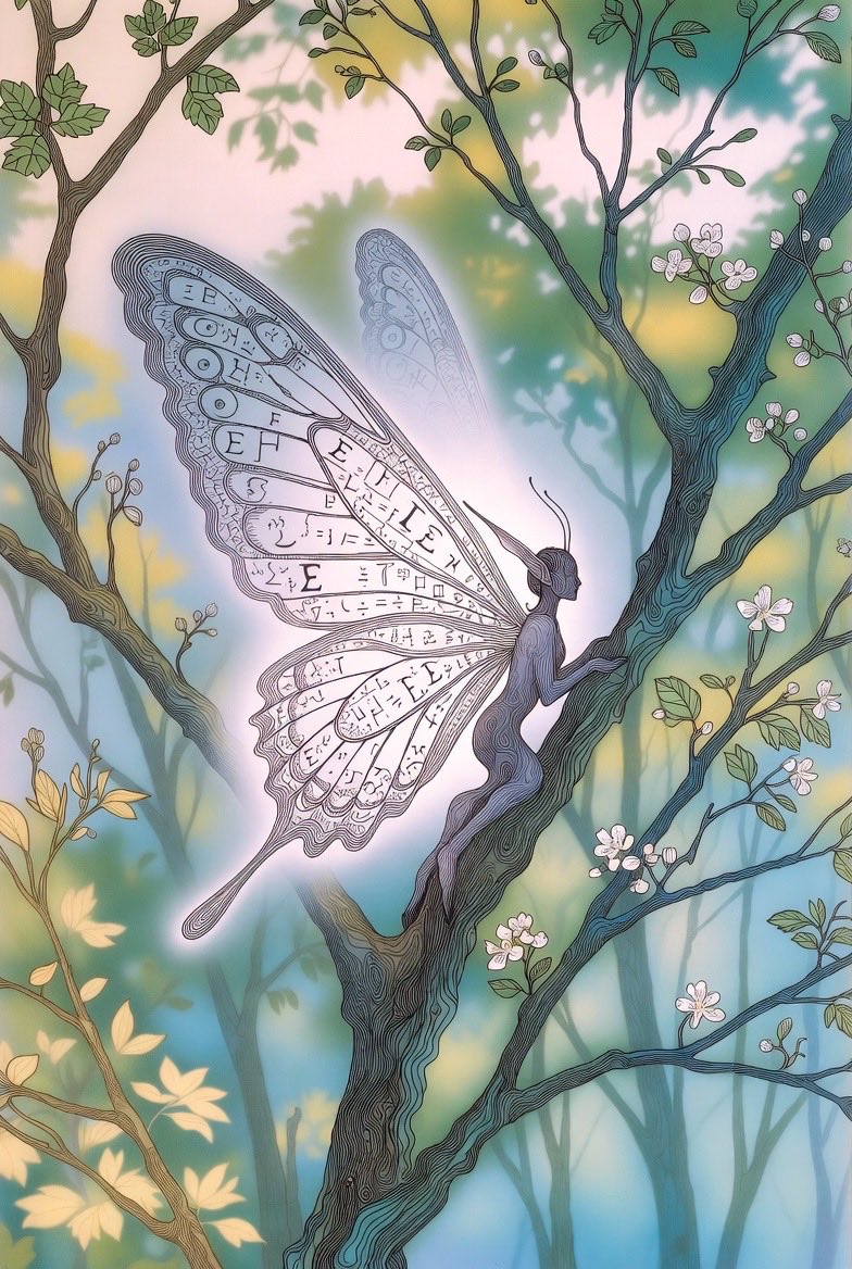 butterfly elf with fractal euler geometry woven into wings and branches…, 图片 3