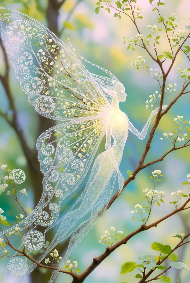 butterfly elf with fractal euler geometry woven into wings and branches…, 图片 4