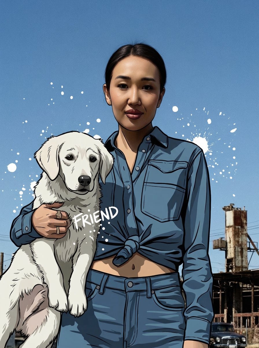 视觉风格:在上传的照片上直接叠加漫画插画效果。主体人物的面部和双手必须保持完全照片质感,不做任何修改。画面中的其他所有元素——服装、食物/饮品…, 图片 4