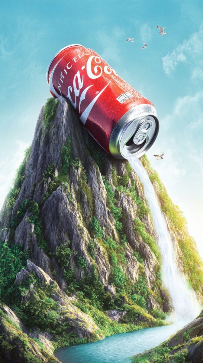 一张高度逼真、超现实主义的照片：一个巨大的、巨型的[BRAND]铝罐（[BRAND COLORS & LOGO DESCRIPTION]清晰可…, 图片 3