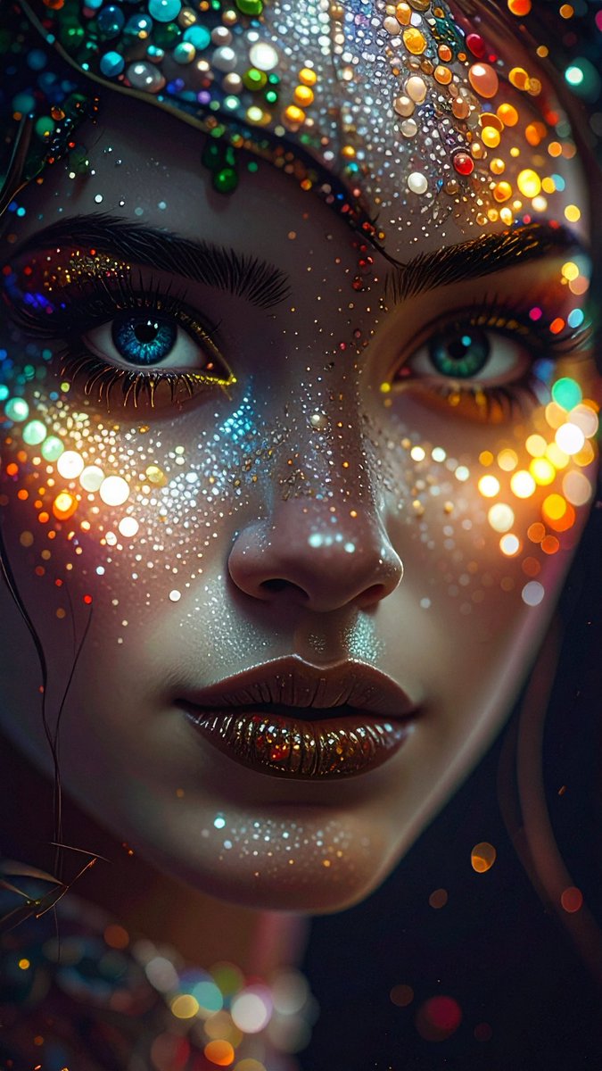 提示词分享： 在@AdobeFirefly 一幅高度细致的插画，描绘由精美珠子制成的[任何事物]的面部特写。这幅插画以惊艳的4K分辨率渲染，具…, 图片 3