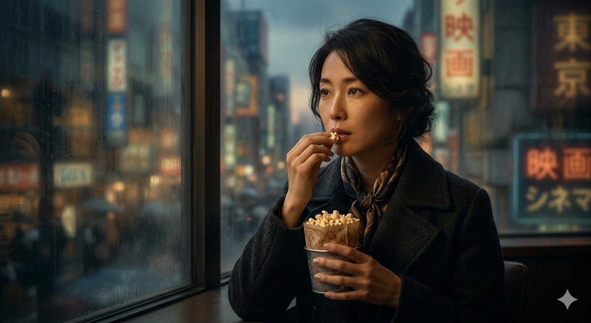 "Woman in Tokyo eating popcorn", 图片 1