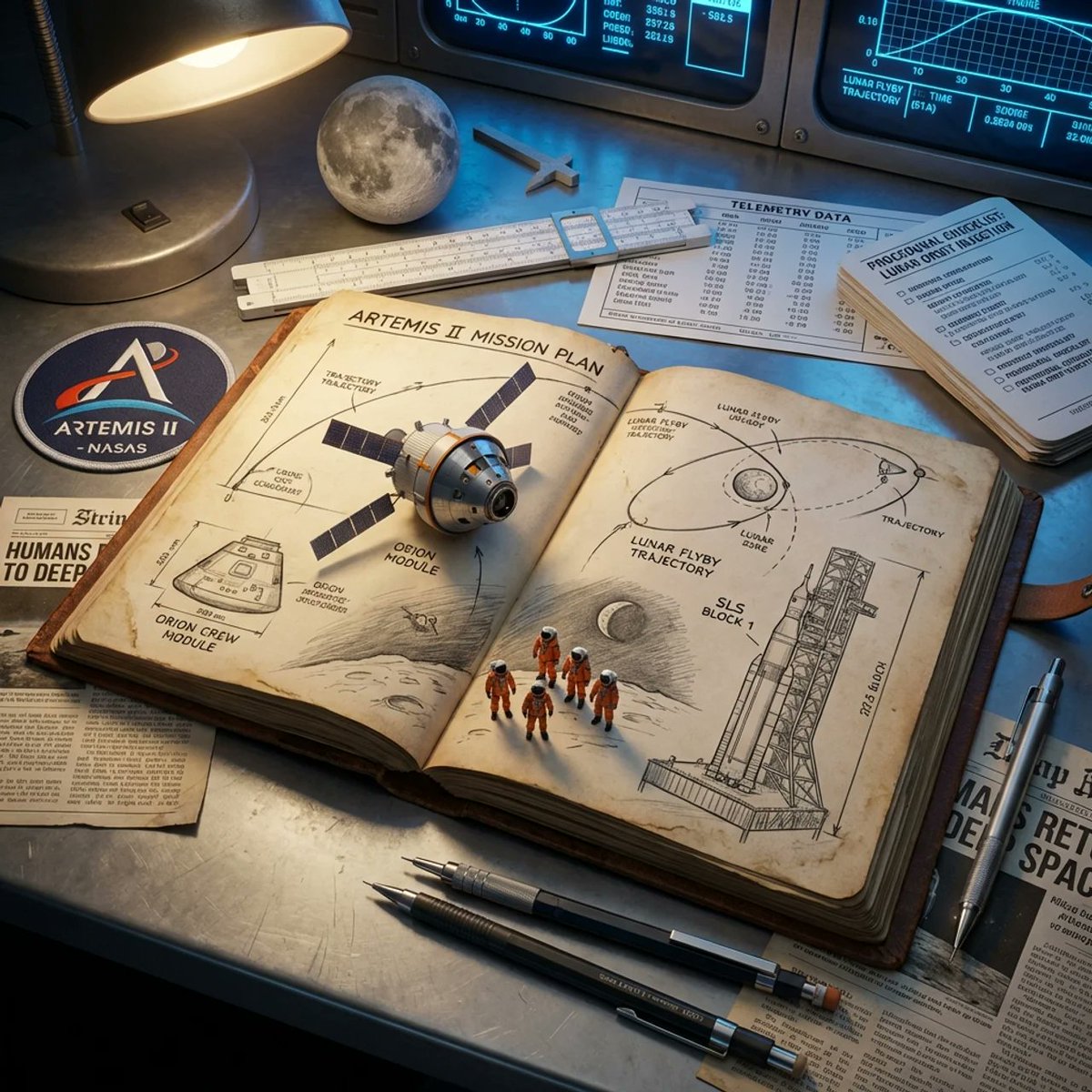 为阿尔忒弥斯二号任务(Artemis II mission)执行此操作:class Artemis_Journal_Diorama:, 图片 1