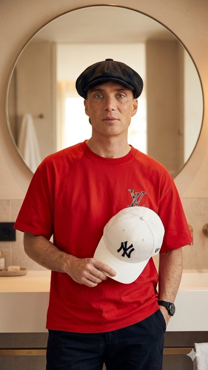 创建一张高分辨率图像,要求面部匹配度达 100%。参考图像中(Thomas Shelby)那位有审美、时尚的男人,自信地摆姿势,置身于暖色调、…, 图片 1