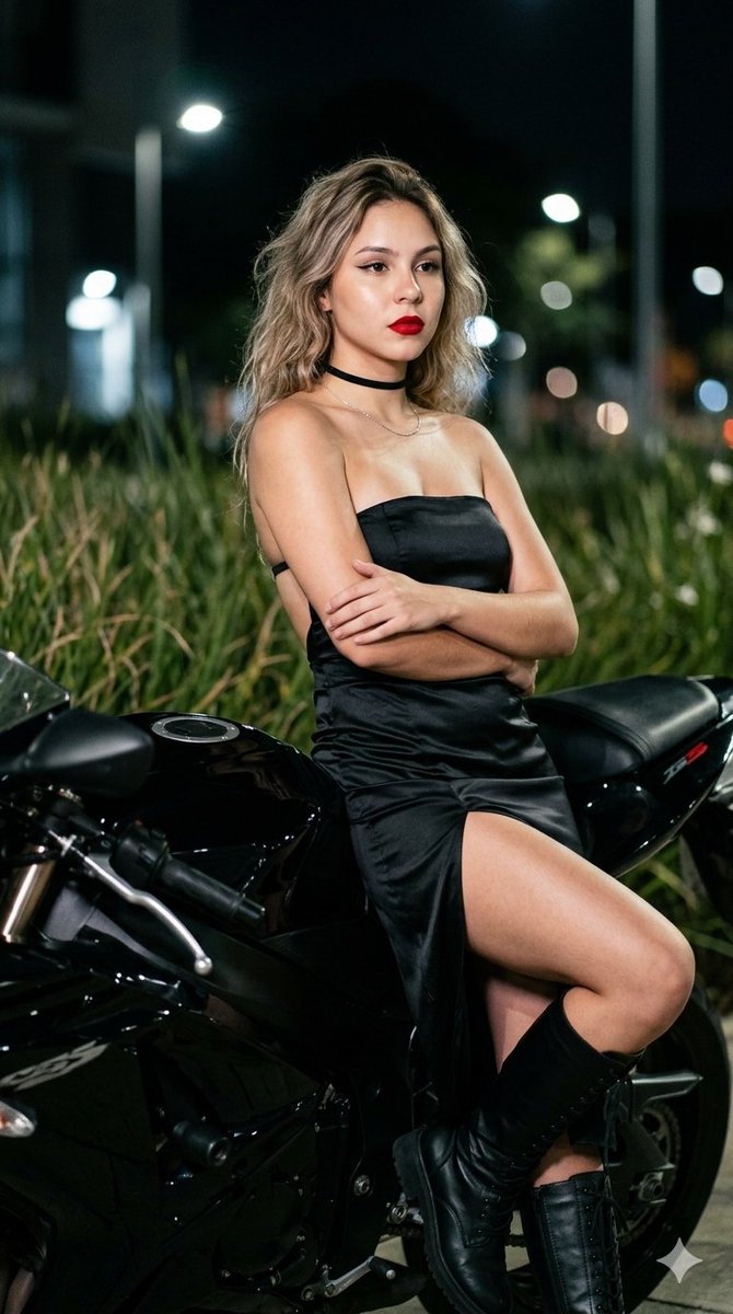 把这串提示词和一张照片一起粘贴到 Gemini 里,来一场夜间骑行吧。🏍️✨🖤, 图片 1