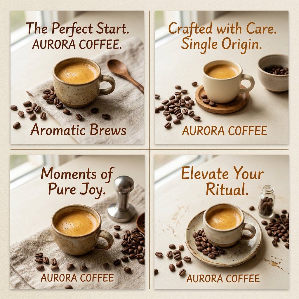 "Flat lay specialty coffee social post, matte cream surface, single esp…, 图片 1