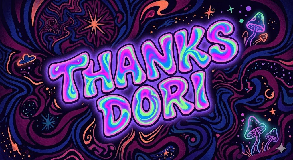 一个写着 "THANKS DORI" 的表情包, 图片 1