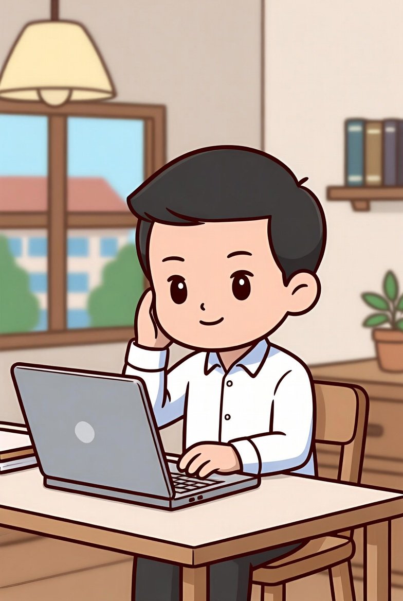 想象一个在家用笔记本电脑工作的男人。, 图片 1