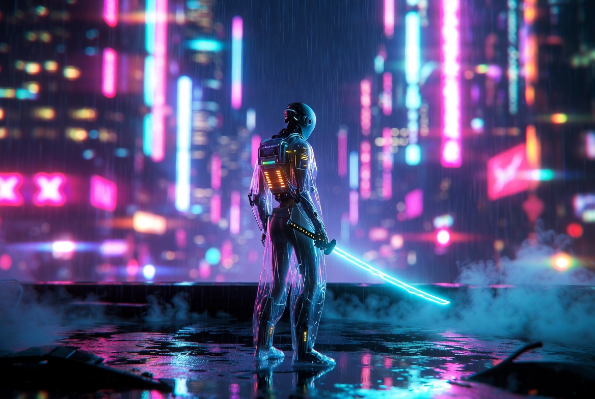 风格 Grok 提示分享：CYBERPUNK NEON NOIR（赛博朋克霓虹黑色电影风格）, 图片 3