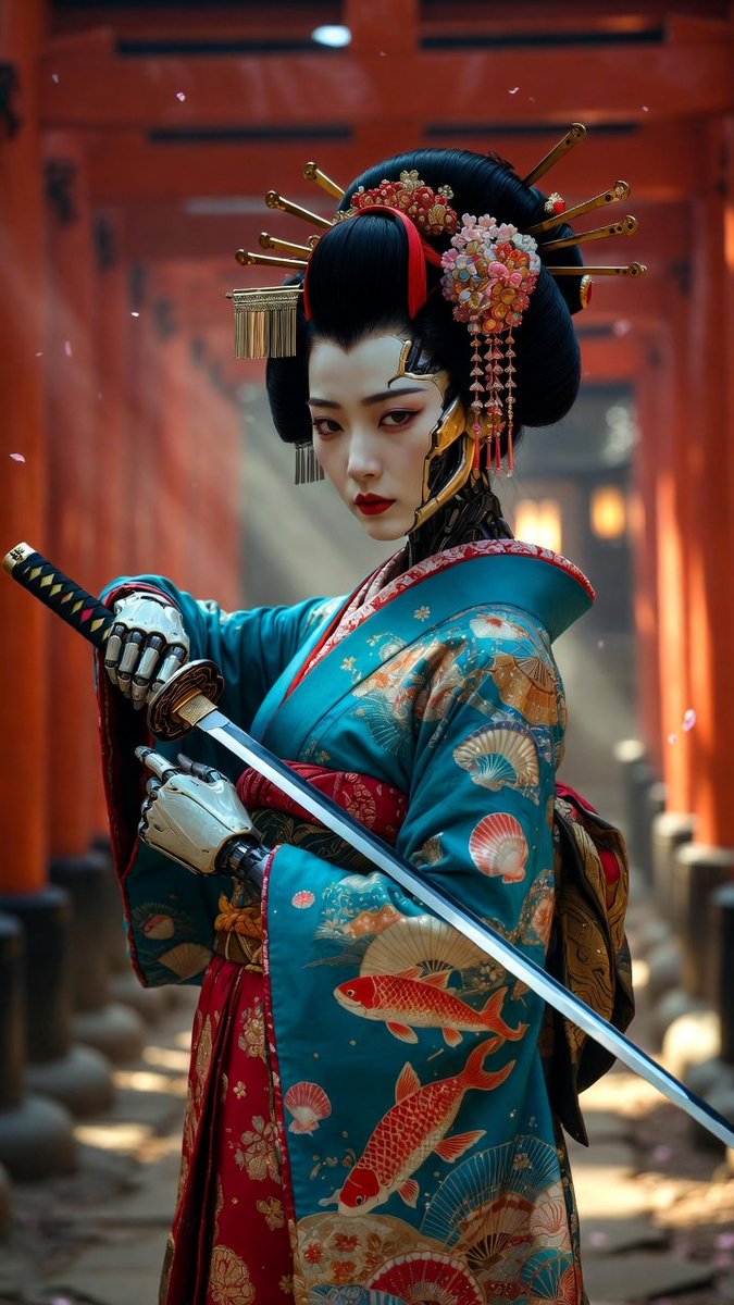 ✨ 提示分享:艺伎武士肖像, 图片 1