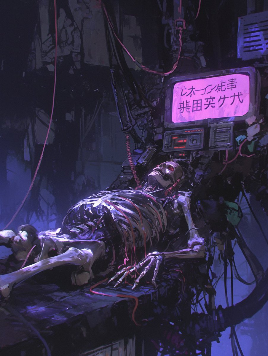 宣传海报设计, 精细风格插画细线艺术, 硬阴影, 专业工作室插画, 细线艺术, 精细插画 最佳质量, 惊艳色彩, 人形赛博格白色骷髅, 精细面…, 图片 3