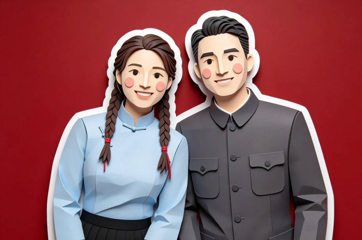 迷人的3D剪纸插画，线条圆润流畅，角色特征极简（点状眼睛、腮红脸颊），主体周围有粗白色贴纸边框，柔和的粉彩色调，均匀柔和的光线，哑光触感美术纸…, 图片 1