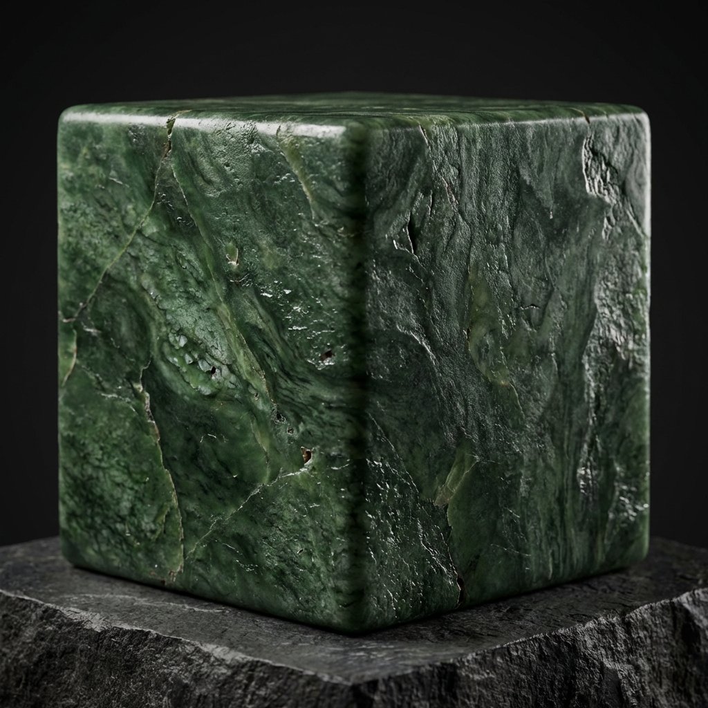 在 3D 立方体上带有凹凸贴图的深绿色抛光玉石纹理 https://t.co/c6HVTXxgvl, 图片 1
