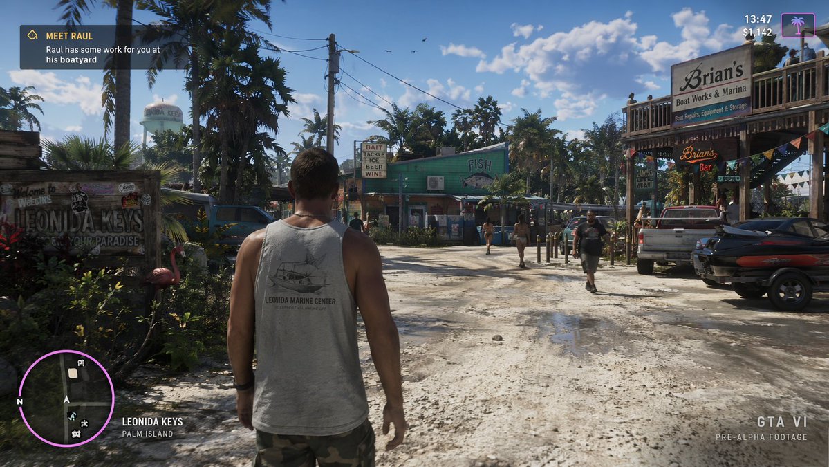 《GTA 6》的一张截图，杰森走在利奥尼达群岛'' https://t.co/VeQFDnNefh, 图片 1