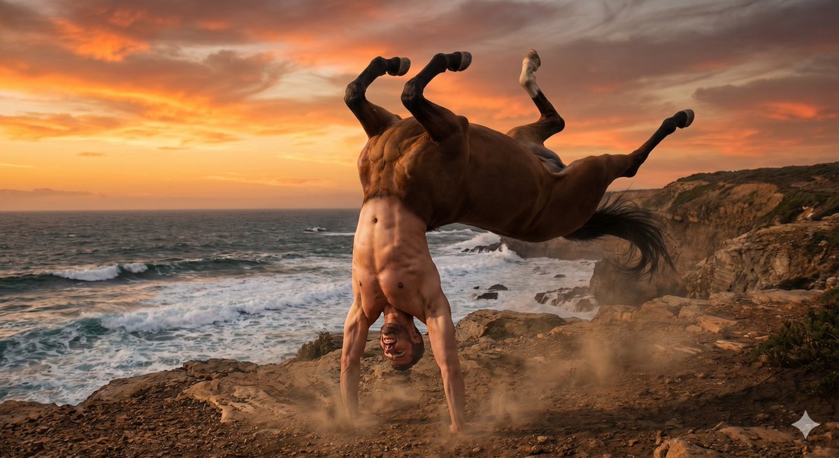 Make an image of a centaur doing a handstand https://t.co/JyO7nJNJCL, 图片 1