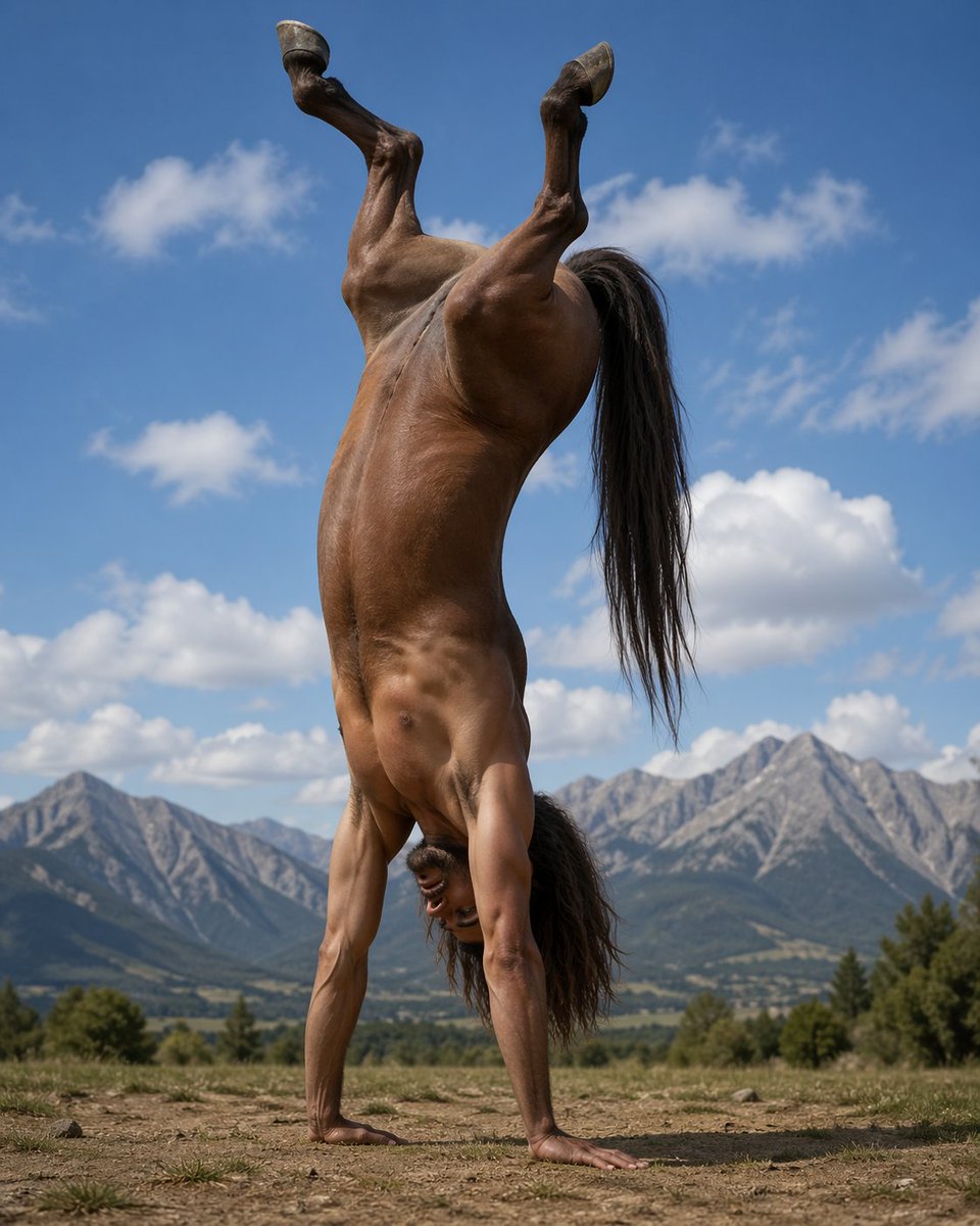 Make an image of a centaur doing a handstand https://t.co/JyO7nJNJCL, 图片 2