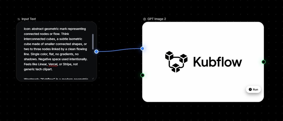 Kubflow"是一款基于浏览器的 AI 节点工作流编辑器,为它设计一个极简高端的标志。采用图标 + 文字组合的版式,图标在左侧,文字在右侧。, 图片 2