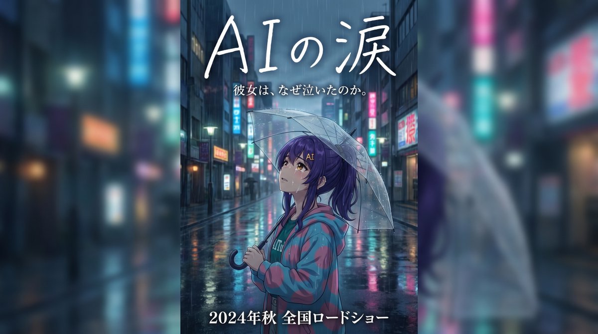 请为一部以"AI Nike酱"为主角的情感日本电影制作预告海报横幅 https://t.co/J6CyP8sL4h, 图片 1