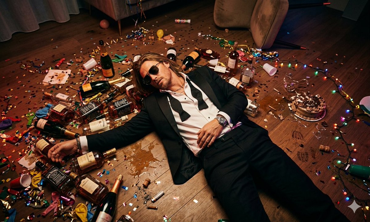 一个电影感的俯视角度、略微倾斜的广角镜头,拍摄对象为上传的参考图片中的人物(保持人物面部与参考图片 100% 一致),人物四肢张开地躺在哑光木…, 图片 2