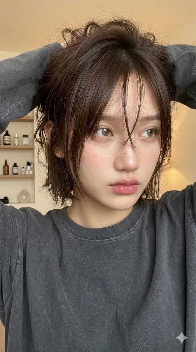 一张超写实的年轻女性特写肖像(使用我的脸),室内温暖柔和的光线。构图是半身镜头(从胸部到头部),相机角度略低且略微倾斜,营造出随性、自拍般的氛…, 图片 3