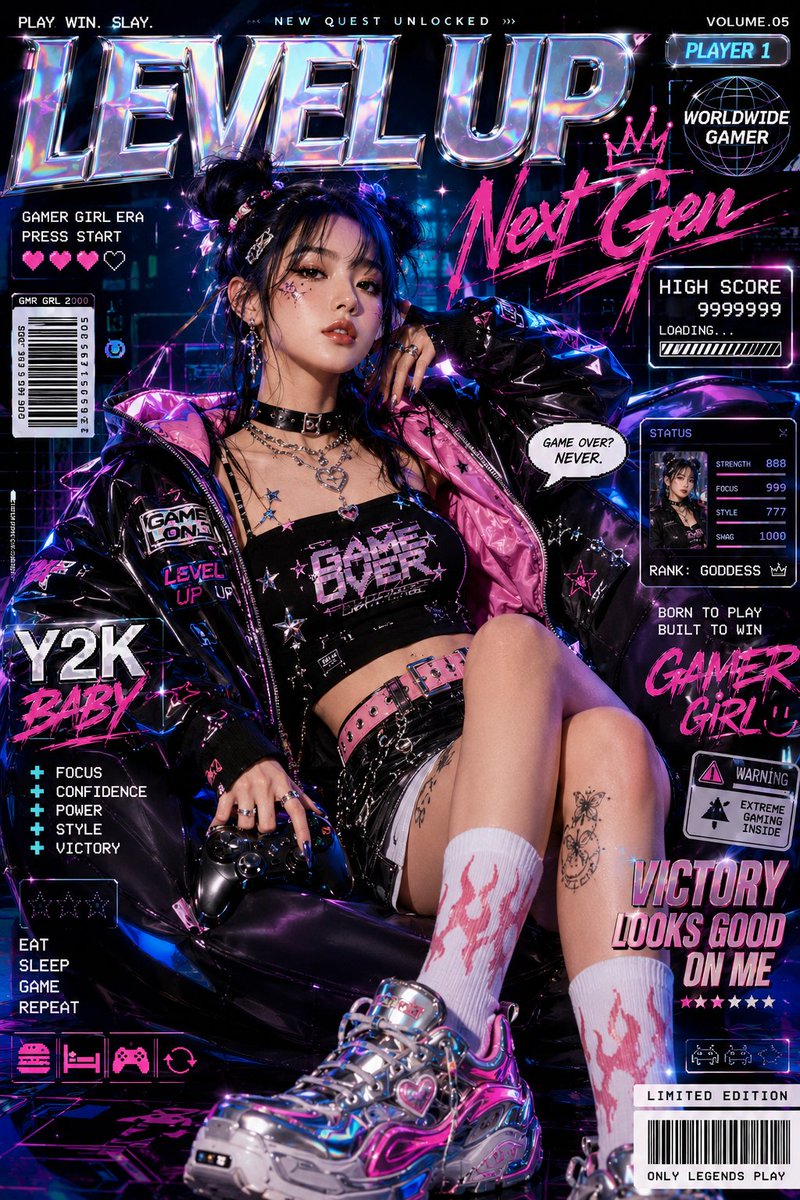 Y2K 游戏女王 时尚大片, 图片 1