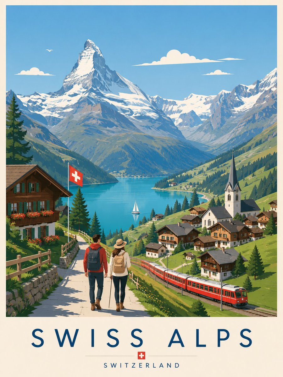 创作一幅关于希腊圣托里尼的高端编辑级旅行海报插画。风格:扁平矢量插画,极致简约,中世纪现代美学,受斯堪的纳维亚平面设计与复古地中海旅游版画启发…, 图片 2
