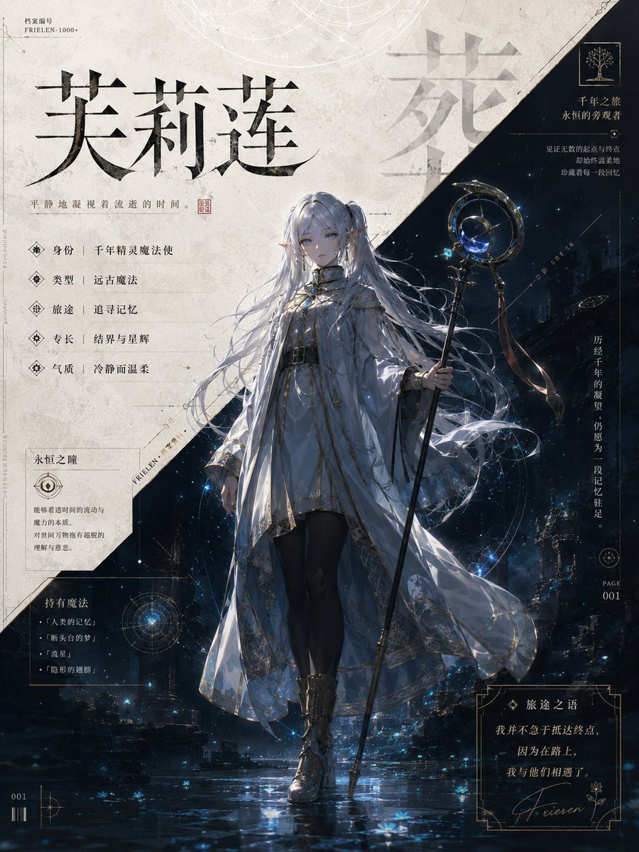 创建一张完整呈现的「角色世界观档案卡」。, 图片 2