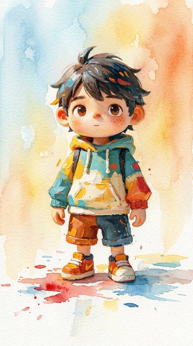 一组充满奇趣的水彩插画,描绘了身处郁郁葱葱林地中的年幼、脸上有雀斑、眼神灵动的孩子们。风格采用鲜艳、晕染的水彩铺色、柔和的墨线勾勒,营造出梦幻…, 图片 3