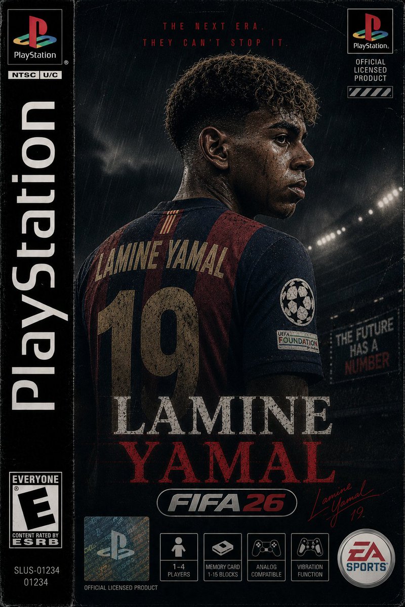 创作一张以厄林·哈兰德(Erling Haaland)为主角的竖版 PS1 游戏封面,灵感来自 FIFA26,设计融合 20 世纪 90 年代…, 图片 2