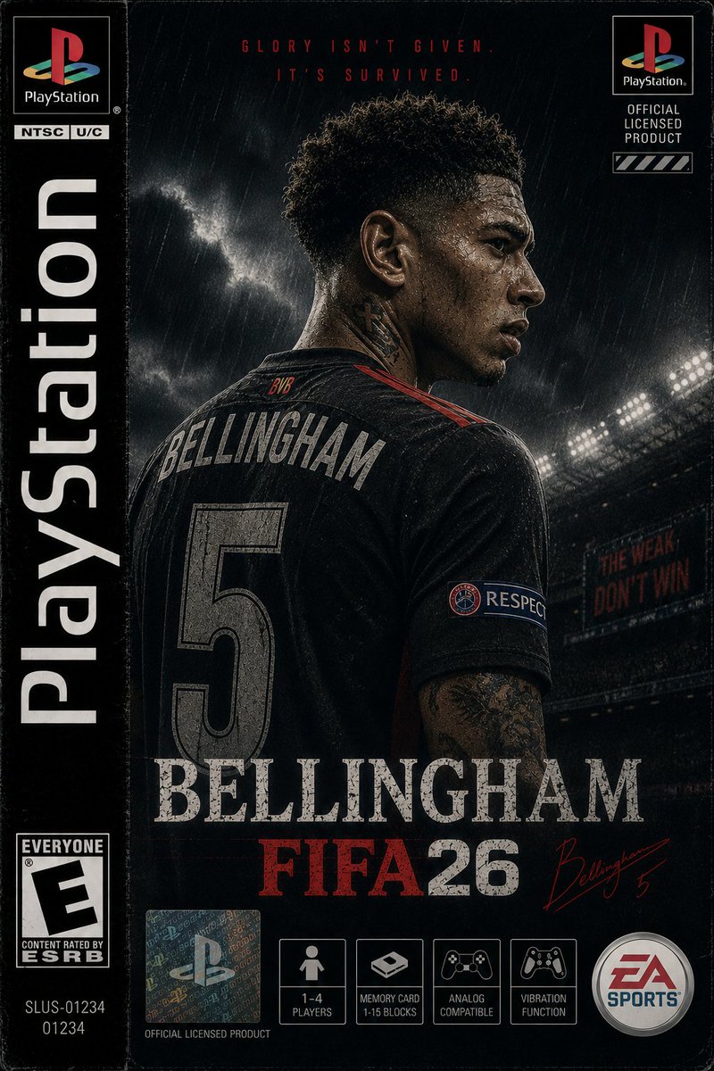 创作一张以厄林·哈兰德(Erling Haaland)为主角的竖版 PS1 游戏封面,灵感来自 FIFA26,设计融合 20 世纪 90 年代…, 图片 3