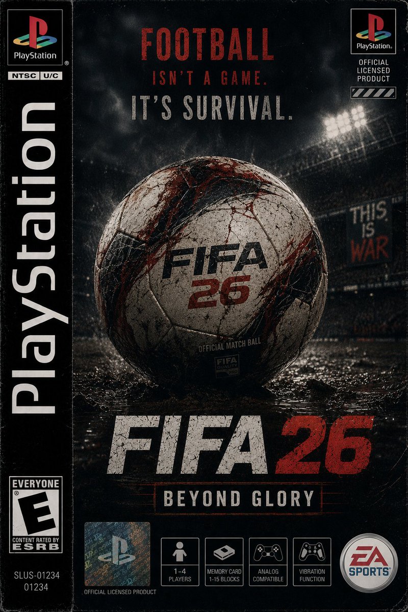 创作一张以厄林·哈兰德(Erling Haaland)为主角的竖版 PS1 游戏封面,灵感来自 FIFA26,设计融合 20 世纪 90 年代…, 图片 4