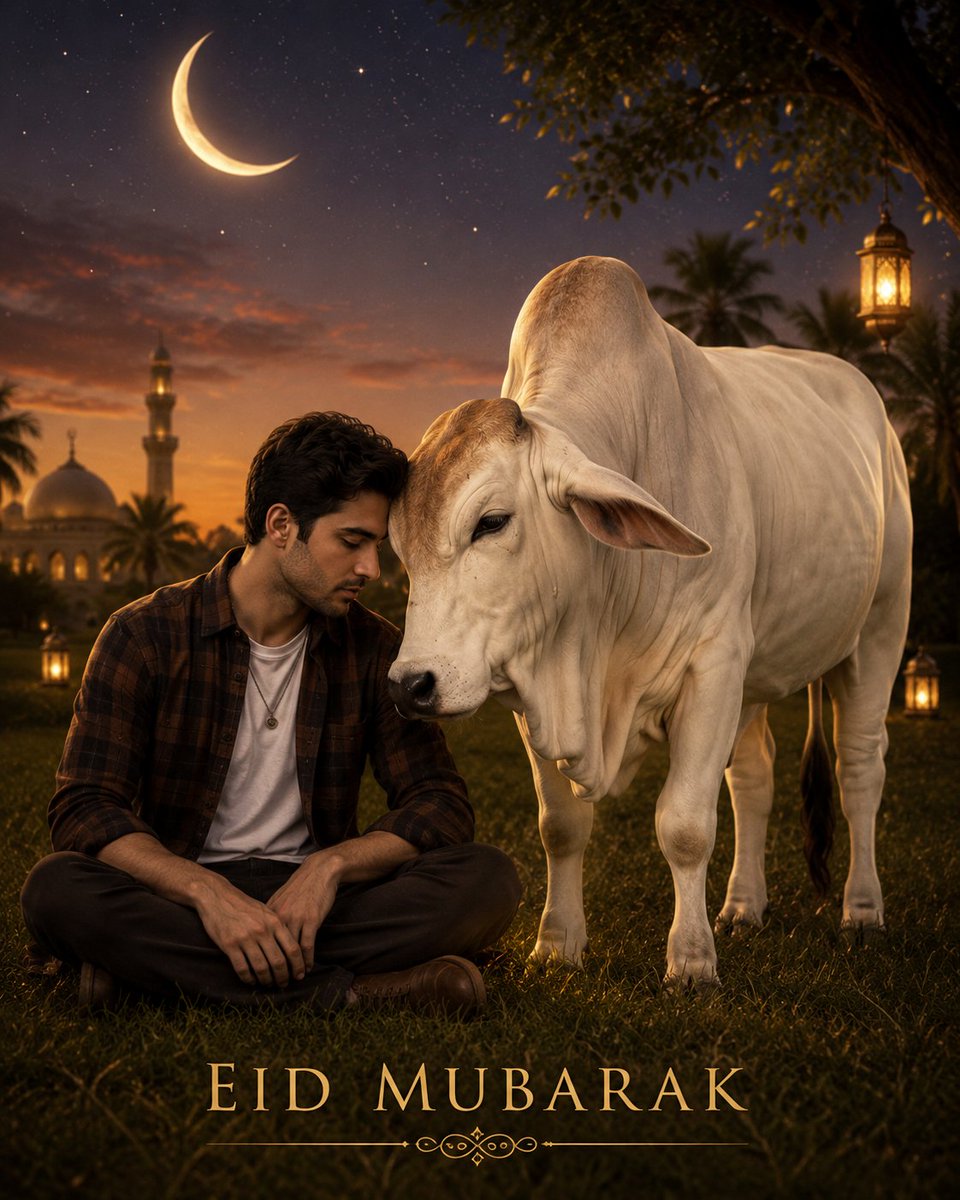使用以下要求创建一张超逼真的电影感开斋节祝福(Eid Mubarak)艺术作品:, 图片 1