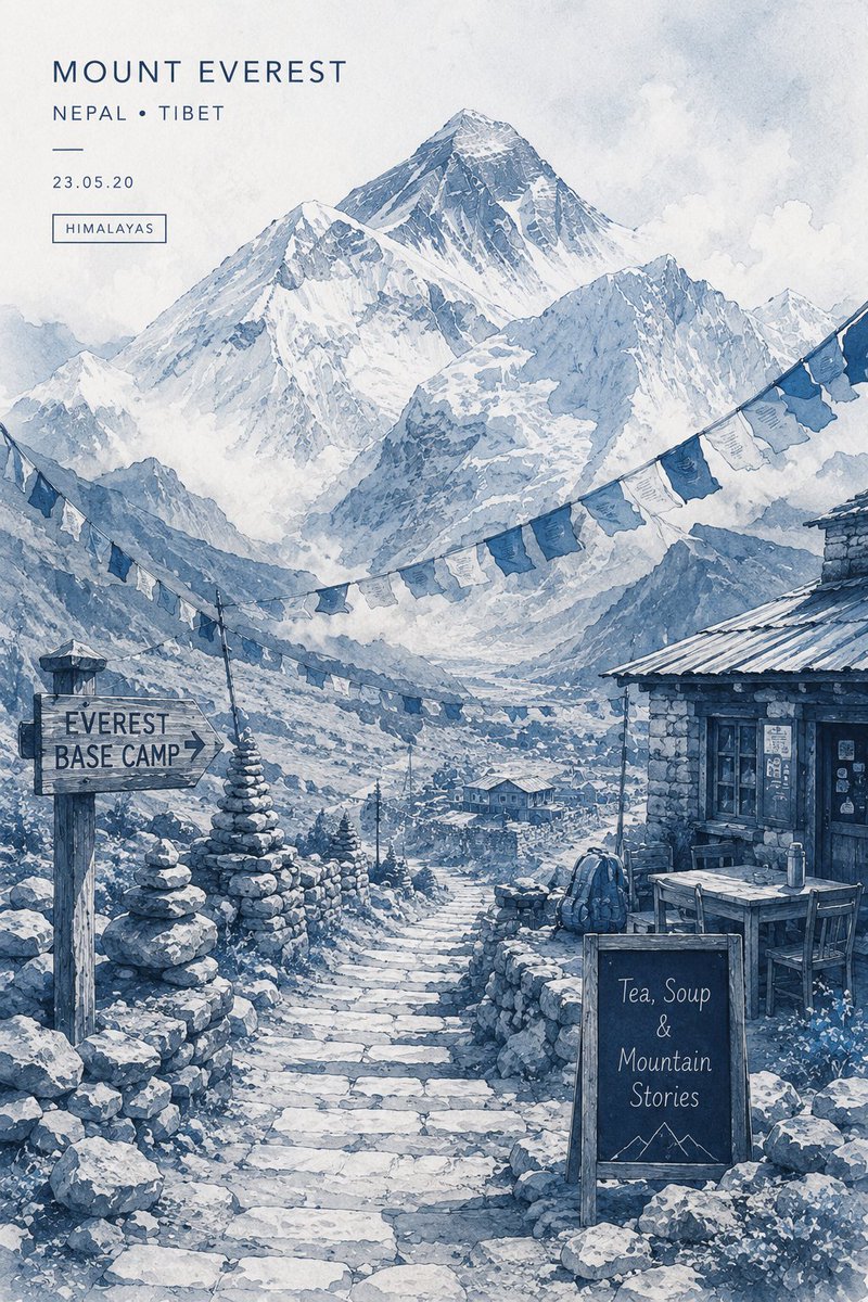 日本富士山春季的极简超详细旅游海报插画，从迷人的传统日本山坡街道向下俯瞰下方城市的视角。巨大的积雪覆盖富士山居中位于背景，在柔和的 paste…, 图片 2