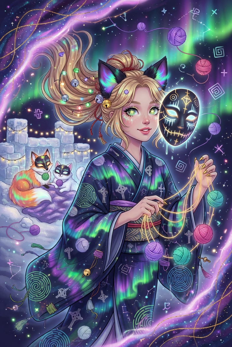 🧶你不是一只普通的猫娘;你是那个野性的家伙,带着爪子里的丝线逃出了迷宫,把它变成了毛线球和高时尚的T台造型,然后追逐北极光,直到它在你的灵魂…, 图片 1