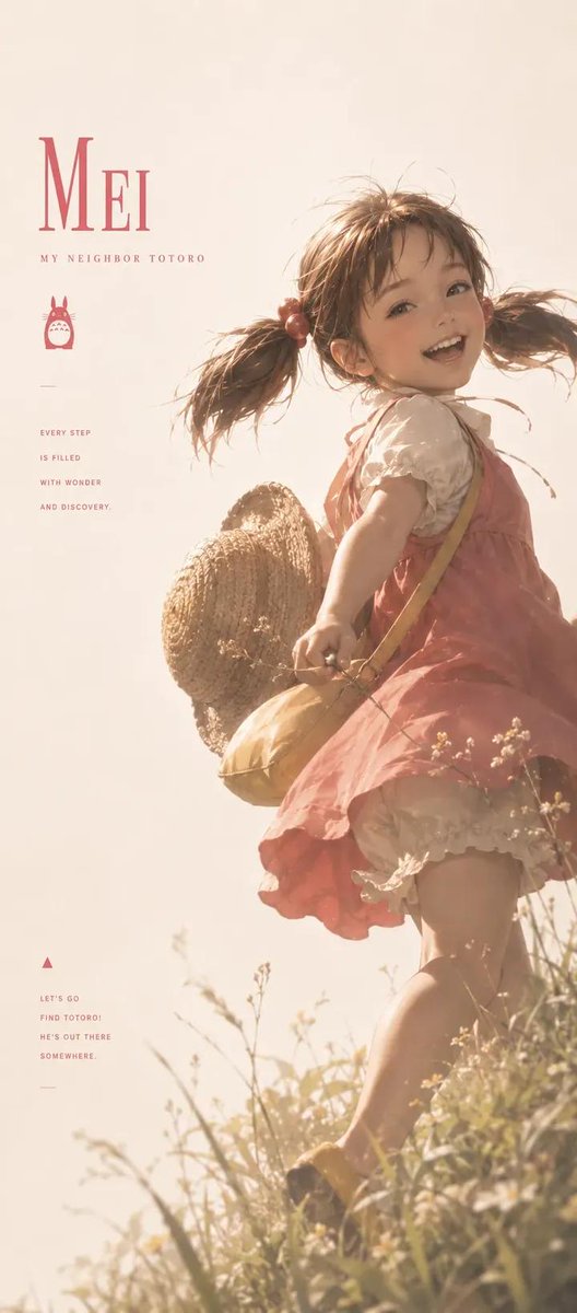 * "吉卜力工作室风格的写实海报,金色时刻的乡村公交站旁,龙猫与猫巴士登场。前景中两位年轻的姐妹手牵手:年幼的女孩身穿粉色背带裙,手持玉米;年…, 图片 1