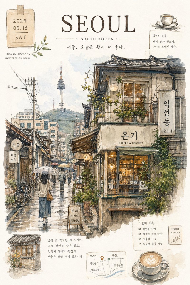 一本关于韩国的美学旅行手账,使用 ChatGPT 上的 GPT Image 2 制作, 图片 1