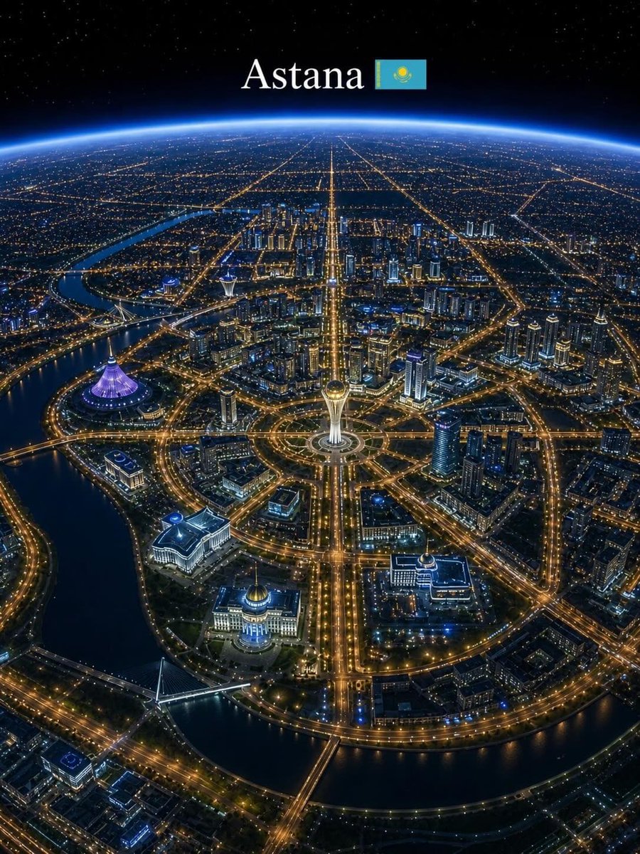 超写实电影级夜景航拍视角,从太空俯瞰一座重要的(CITY NAME)城市,无尽的金色城市灯光绵延铺展在大地上,蜿蜒的河流被灯光照亮穿过城市,标…, 图片 1