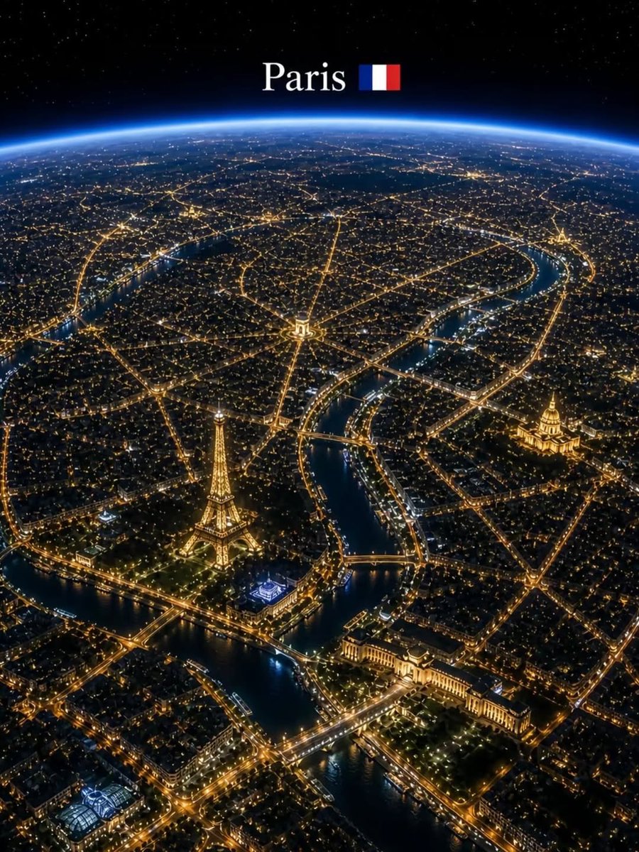 超写实电影级夜景航拍视角,从太空俯瞰一座重要的(CITY NAME)城市,无尽的金色城市灯光绵延铺展在大地上,蜿蜒的河流被灯光照亮穿过城市,标…, 图片 3