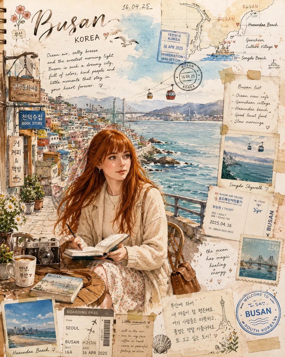 创作一幅梦幻般的手工感 (CITY)旅行手账插画，仿佛一位艺术家在 (COUNTRY) 旅行途中于个人写生本中绘成。, 图片 2