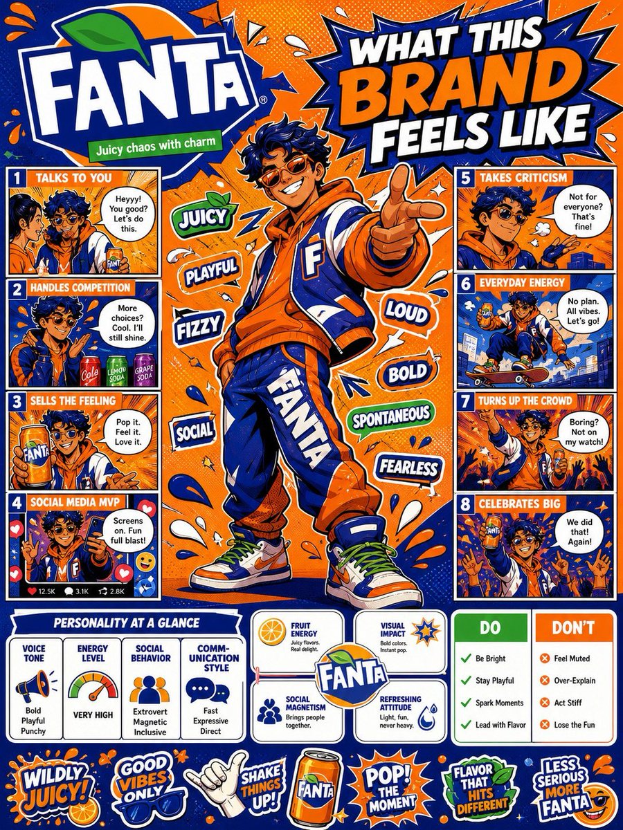 我在 ChatGPT Image 2 中创建并测试了一套品牌人格拆解（BRAND PERSONALITY BREAKDOWN）。它能把任何品牌…, 图片 1