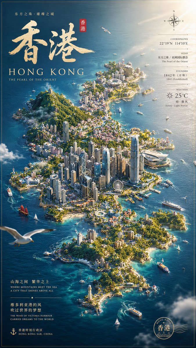 为 {City Name} 生成一张城市渲染的数字艺术海报,采用 9:16 竖版构图。, 图片 1